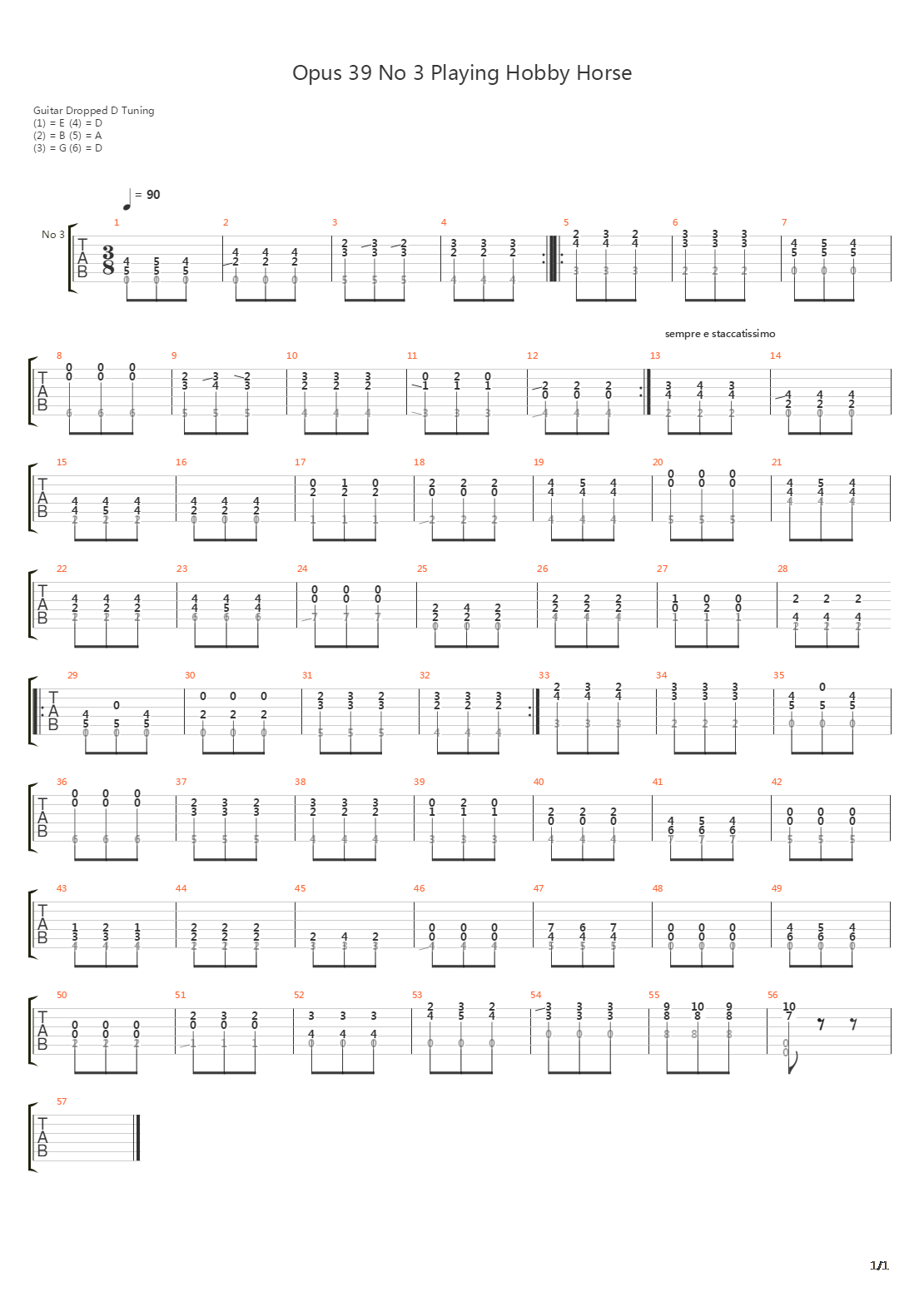Opus 39 No 3 Playing Hobby Horse吉他谱