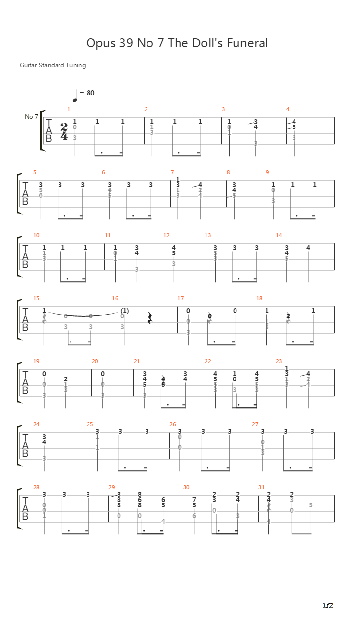 Opus 39 No 7 The Dolls Funeral吉他谱