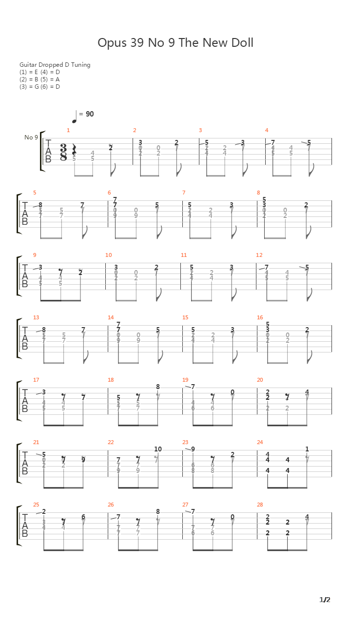 Opus 39 No 9 The New Doll吉他谱