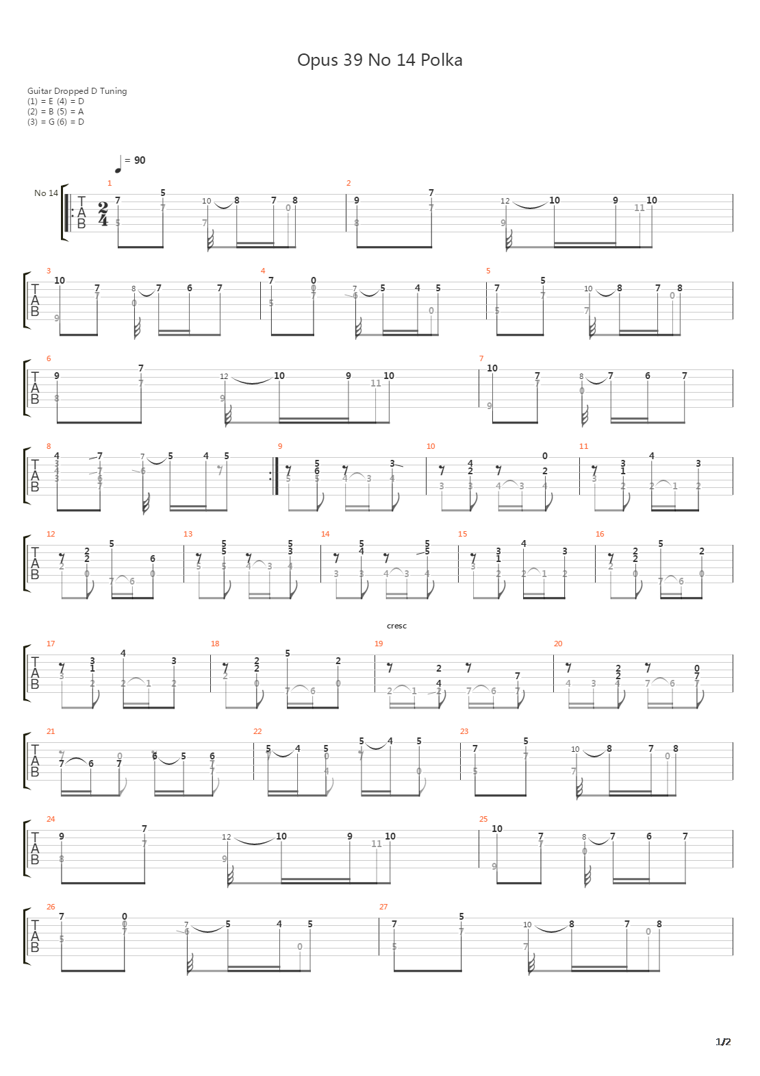 Opus 39 No 14 Polka吉他谱