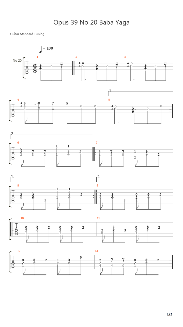 Opus 39 No 20 Baba Yaga吉他谱