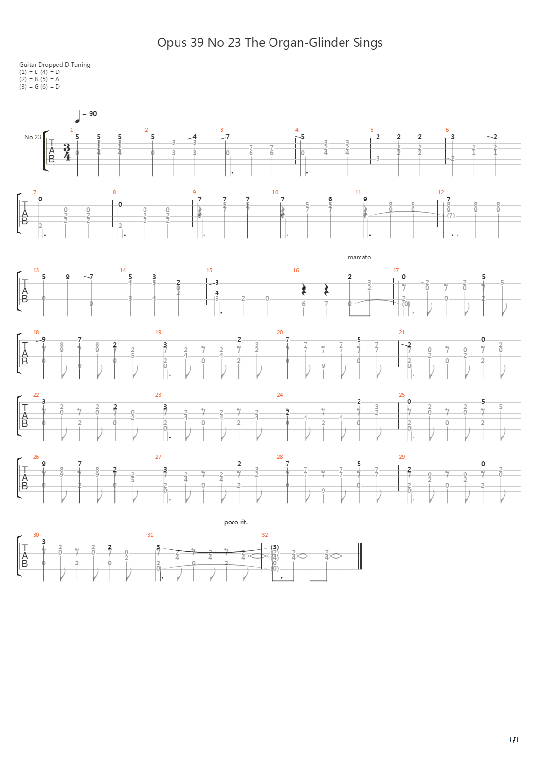 Opus 39 No 23 The Organ Glinder Sings吉他谱
