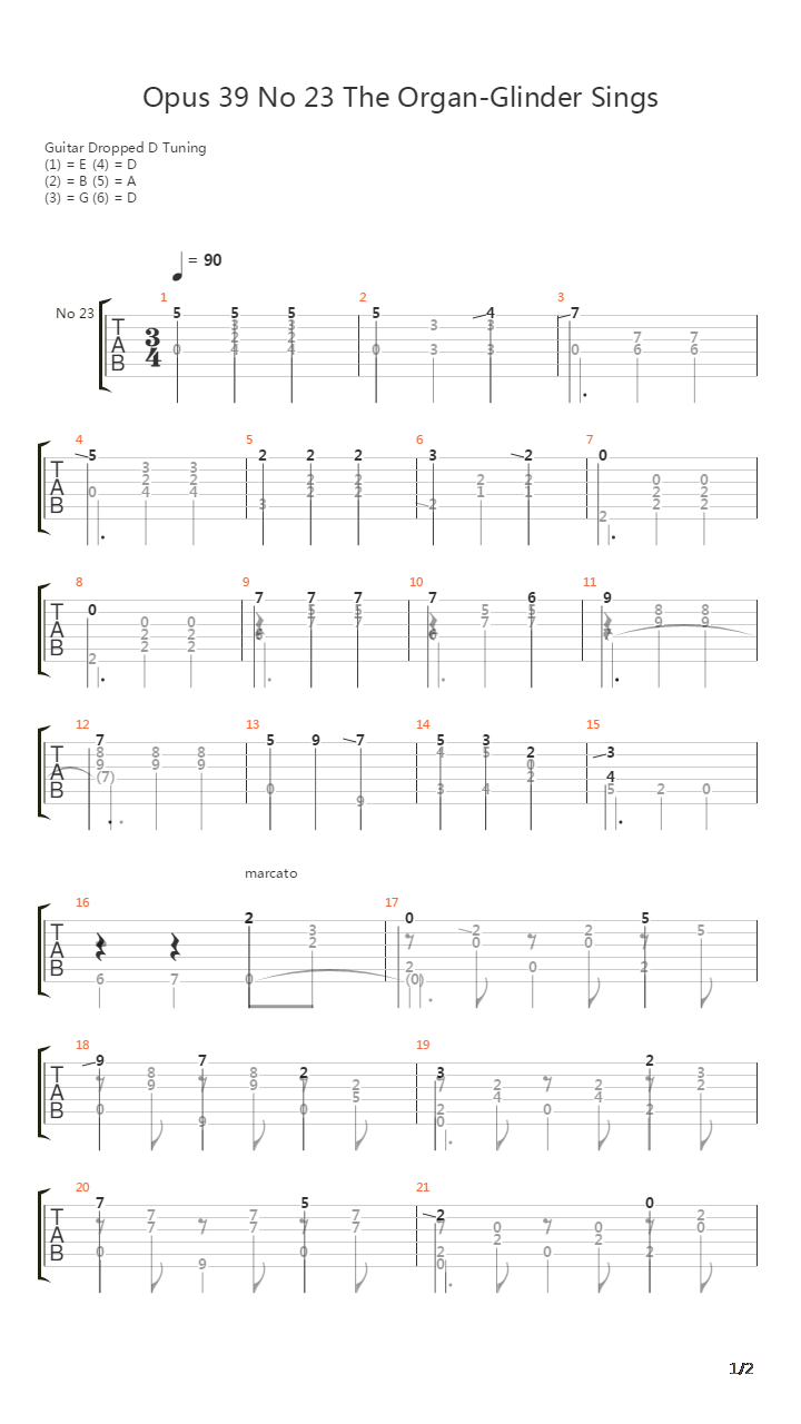 Opus 39 No 23 The Organ Glinder Sings吉他谱