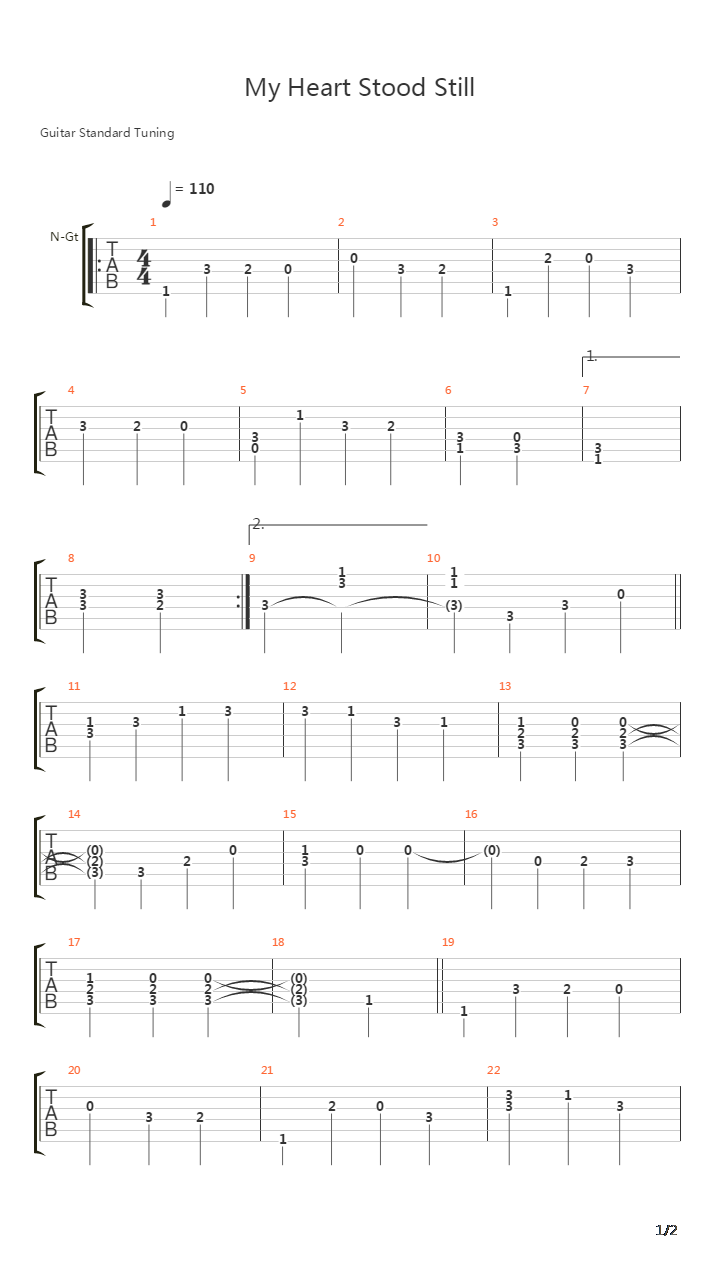 My Heart Stood Still吉他谱