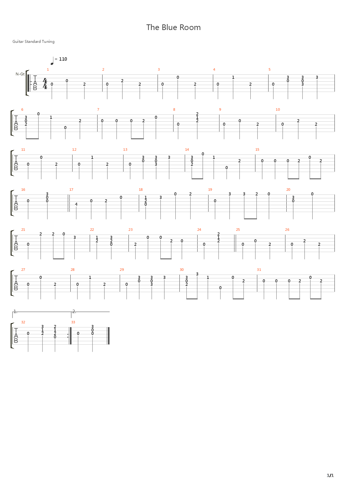 The Blue Room吉他谱