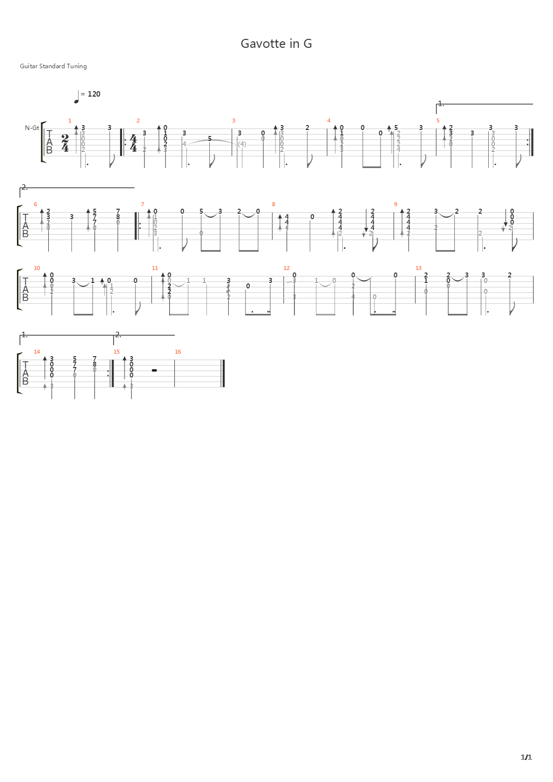 Gavotte in G吉他谱