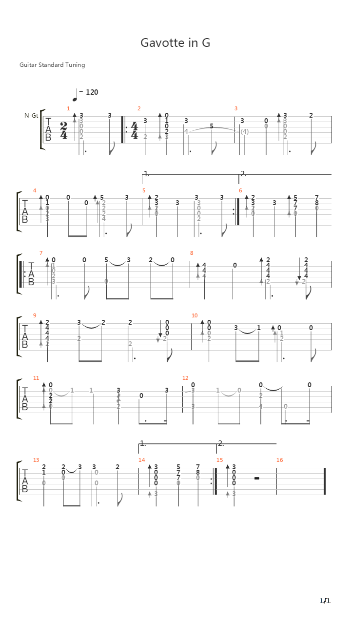 Gavotte in G吉他谱