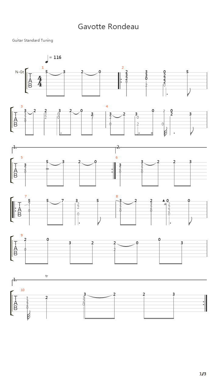 Gavotte Rondeau吉他谱