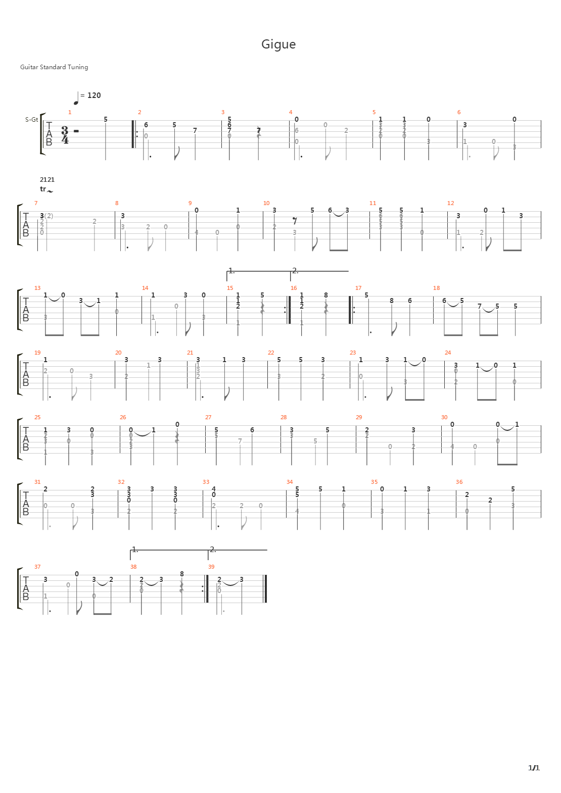 Gigue吉他谱