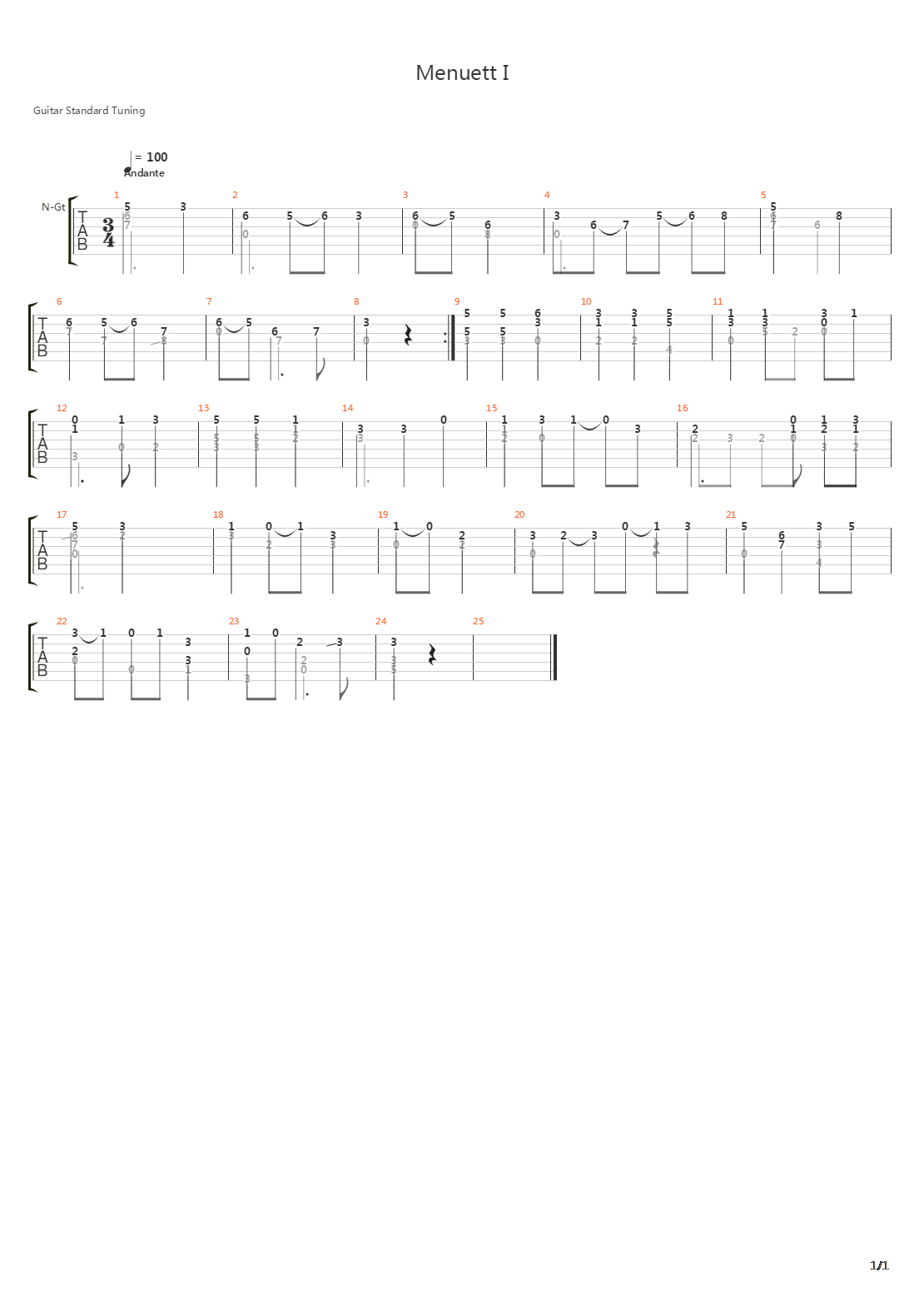 Menuet I吉他谱