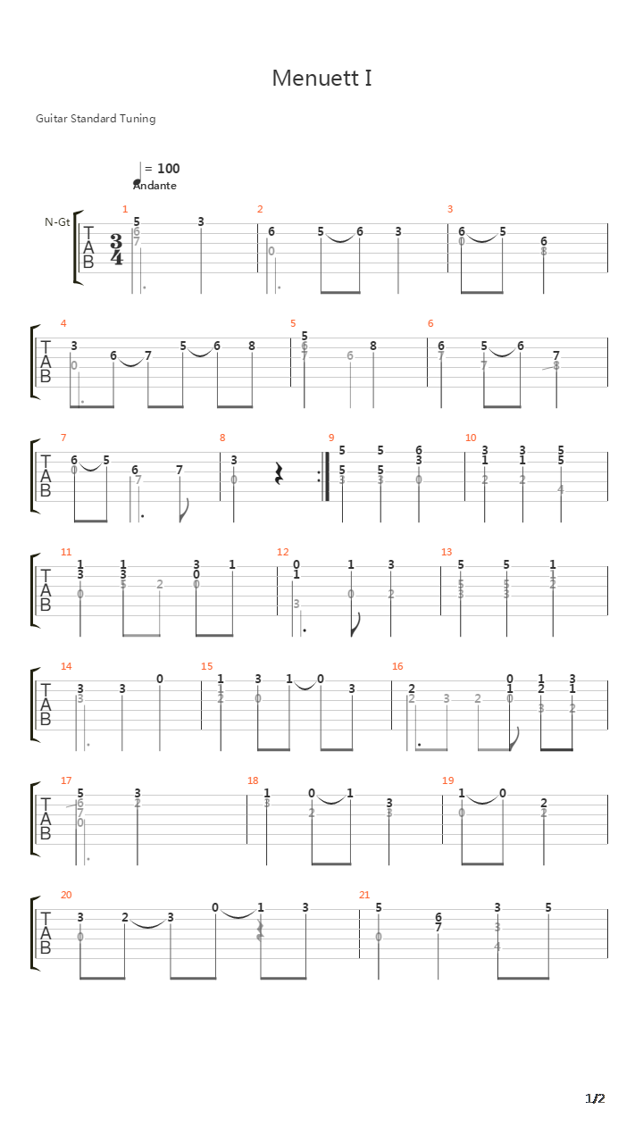 Menuet I吉他谱