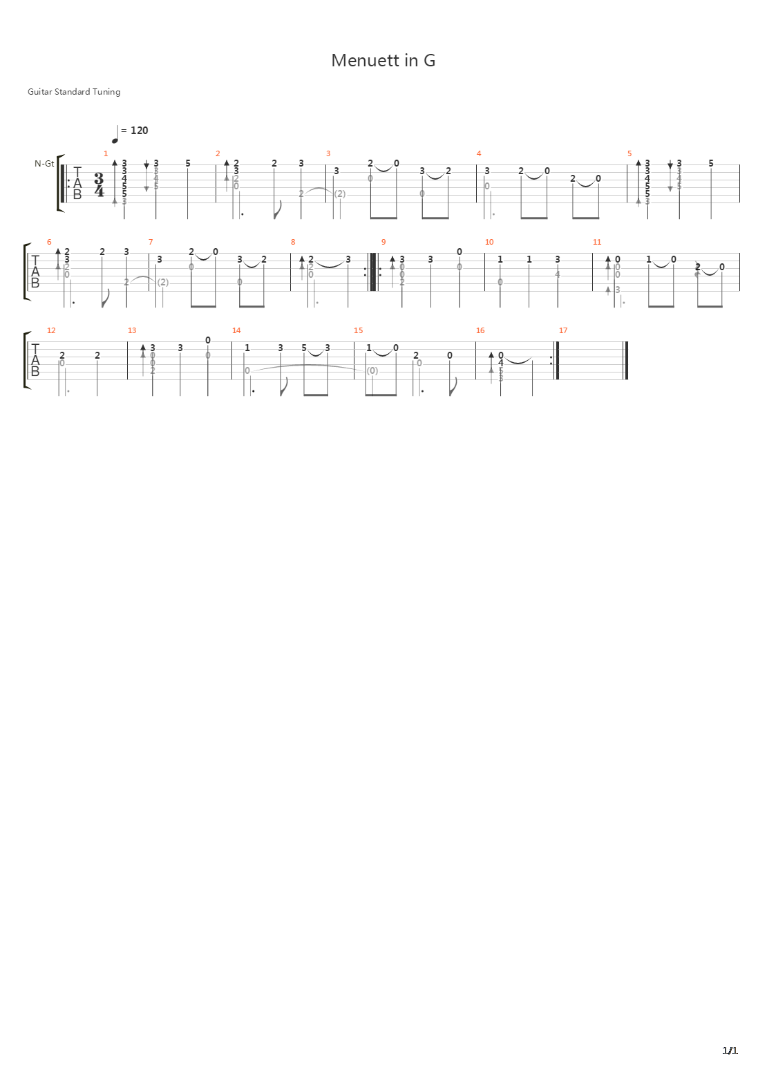 Menuett in G吉他谱