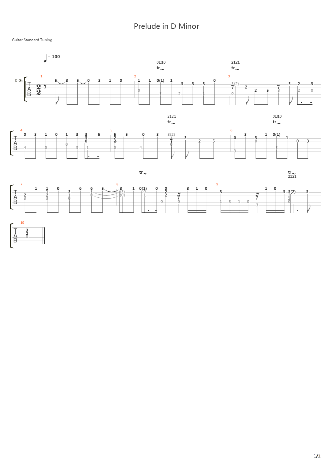 Prelude in D Minor吉他谱