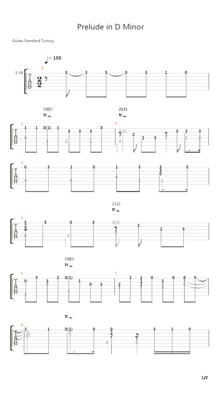 Prelude in D Minor吉他谱