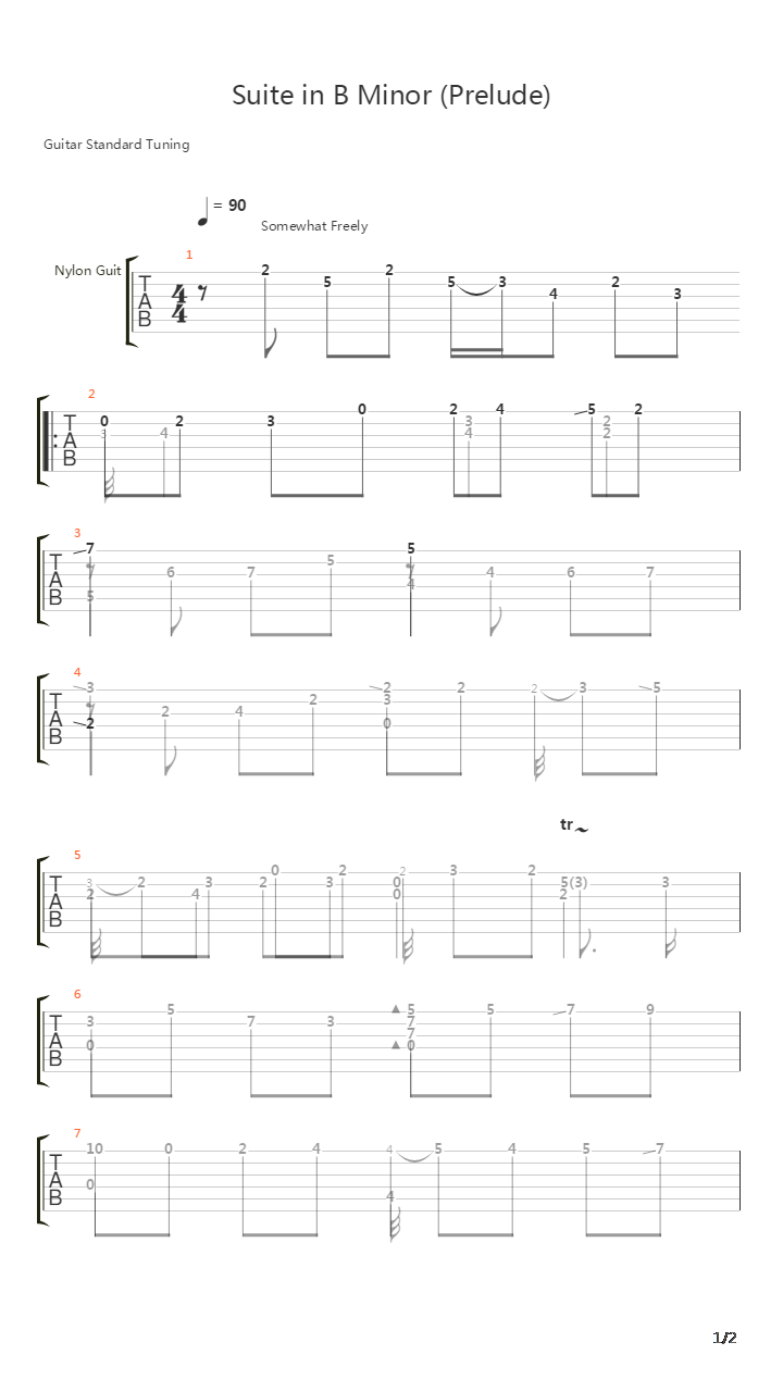 Suite in B Minor (Prelude)吉他谱