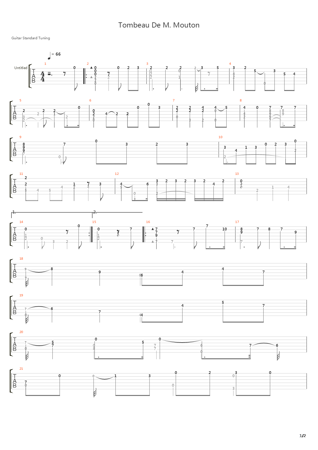 Tombeau de M Mouton吉他谱