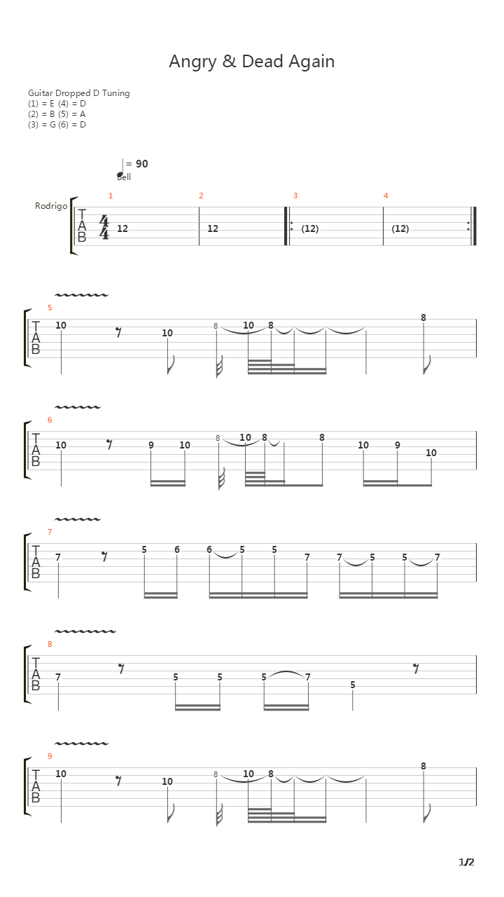 Angry And Dead Again吉他谱