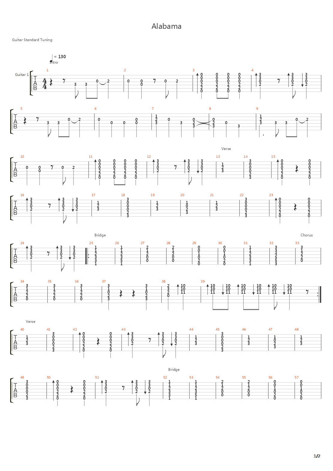 Alabama吉他谱