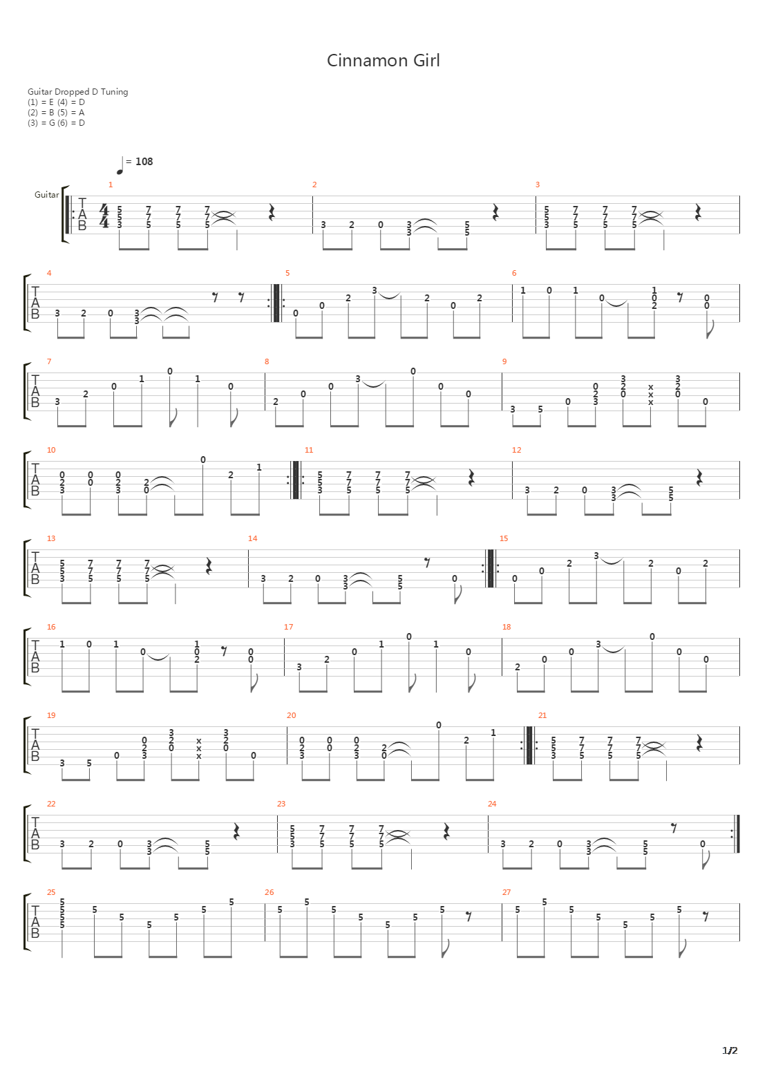 Cinnamon Girl吉他谱