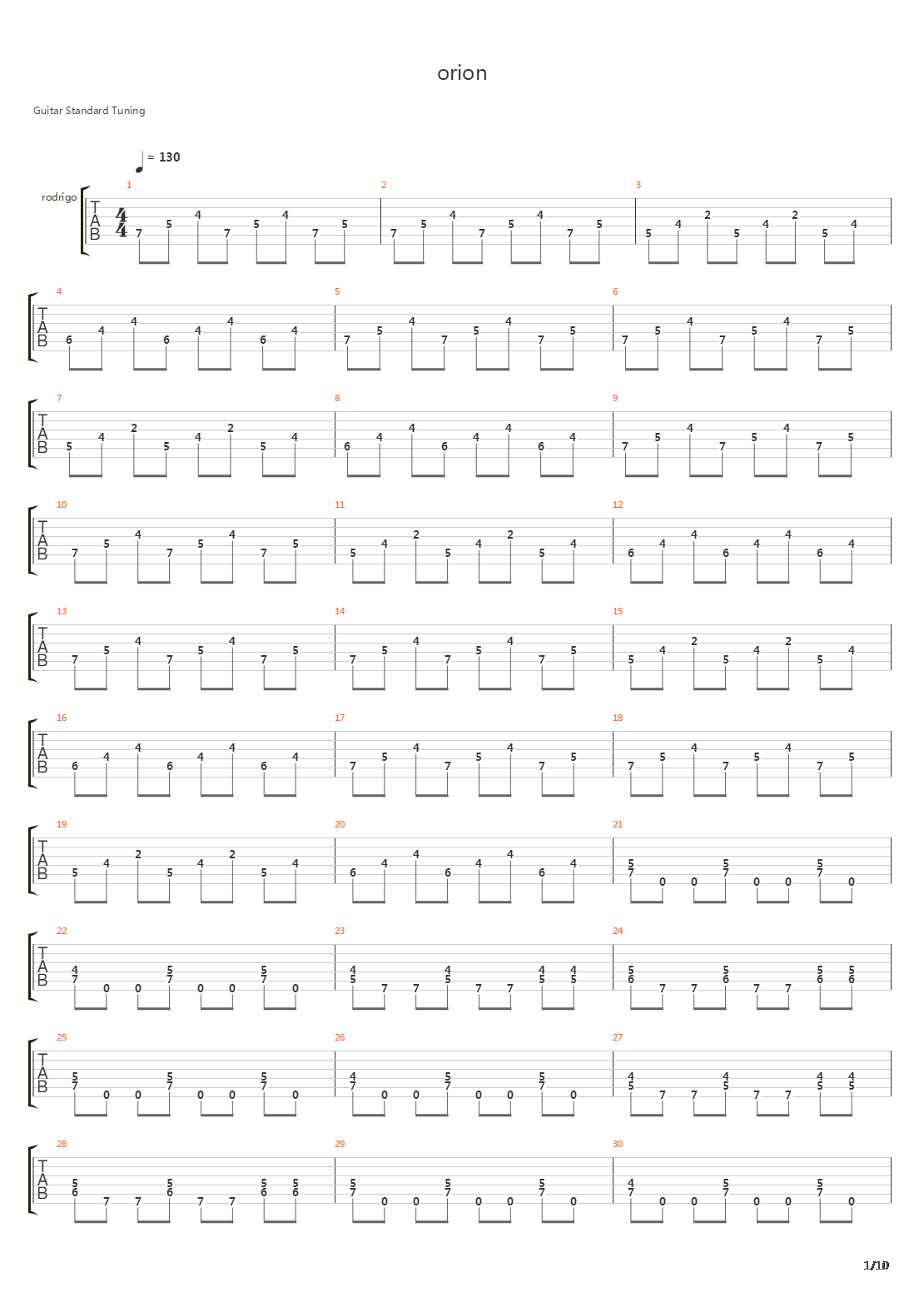 Orion吉他谱