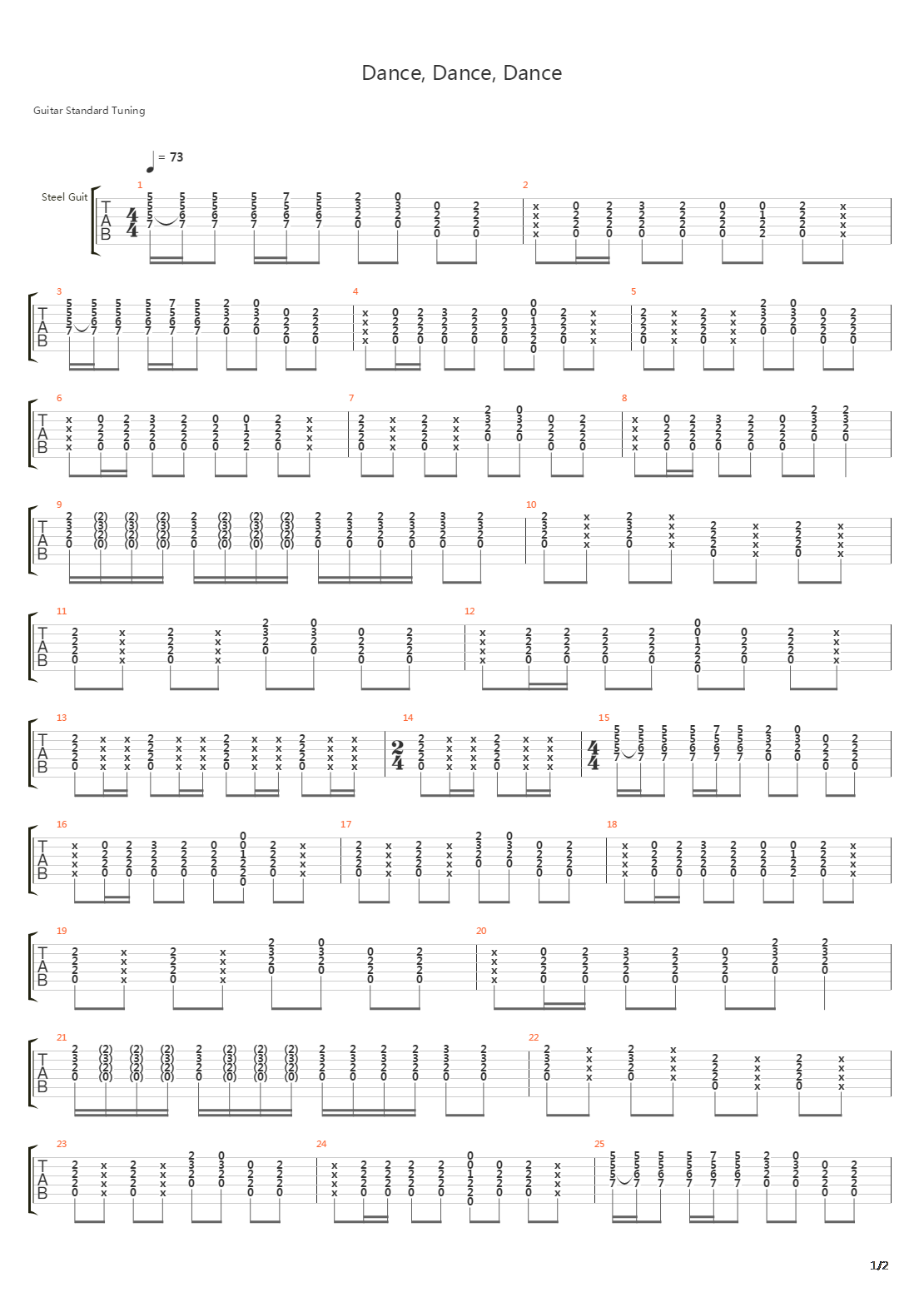 Dance Dance Dance吉他谱