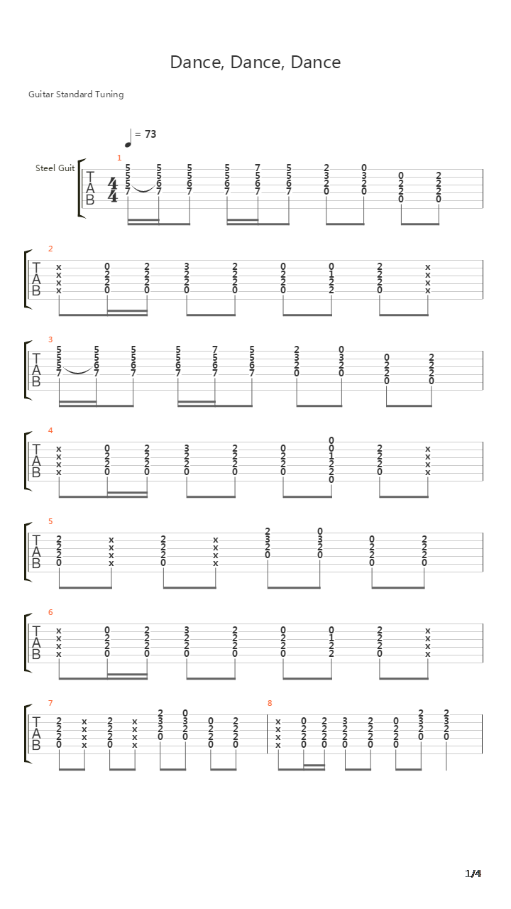 Dance Dance Dance吉他谱