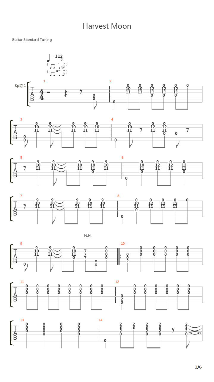 Harvest Moon吉他谱