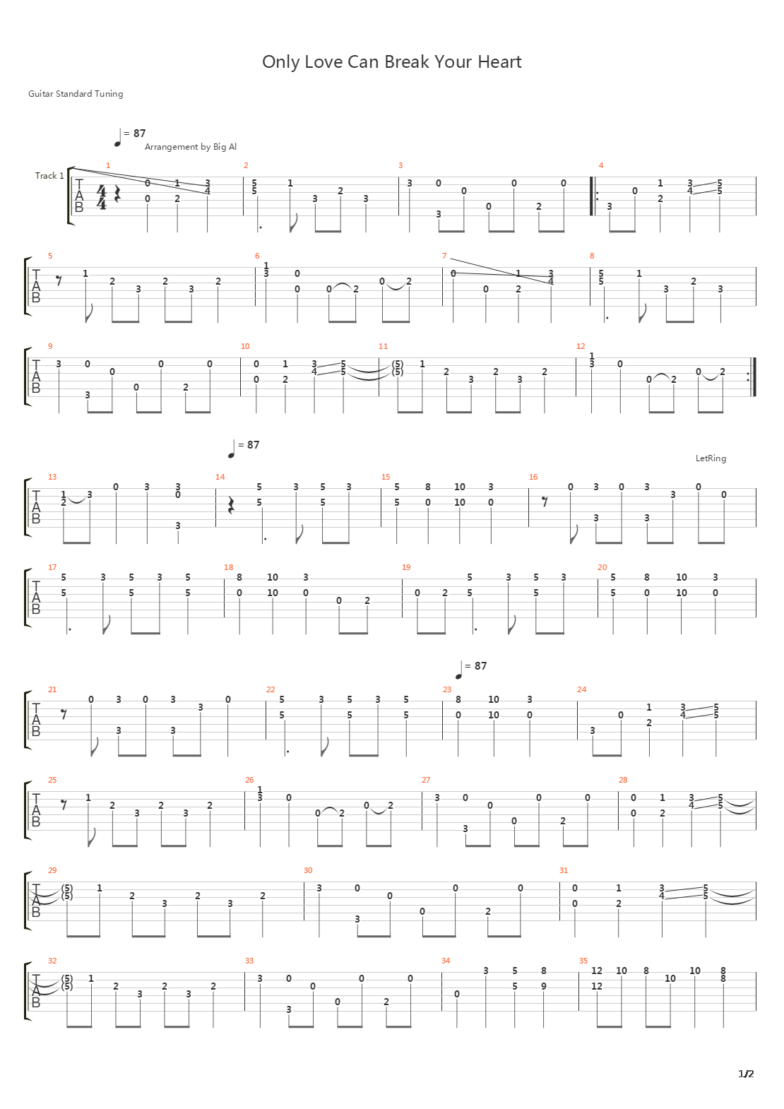 Only Love Can Break Your Heart吉他谱
