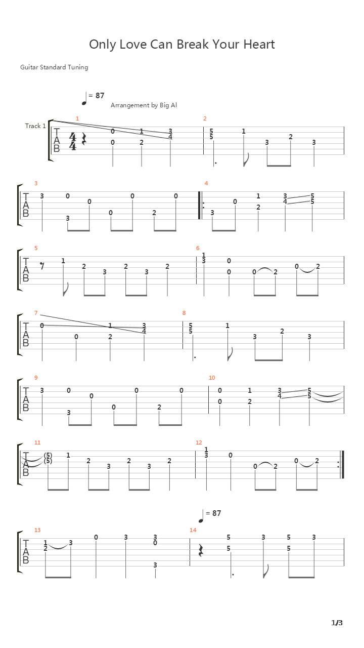 Only Love Can Break Your Heart吉他谱
