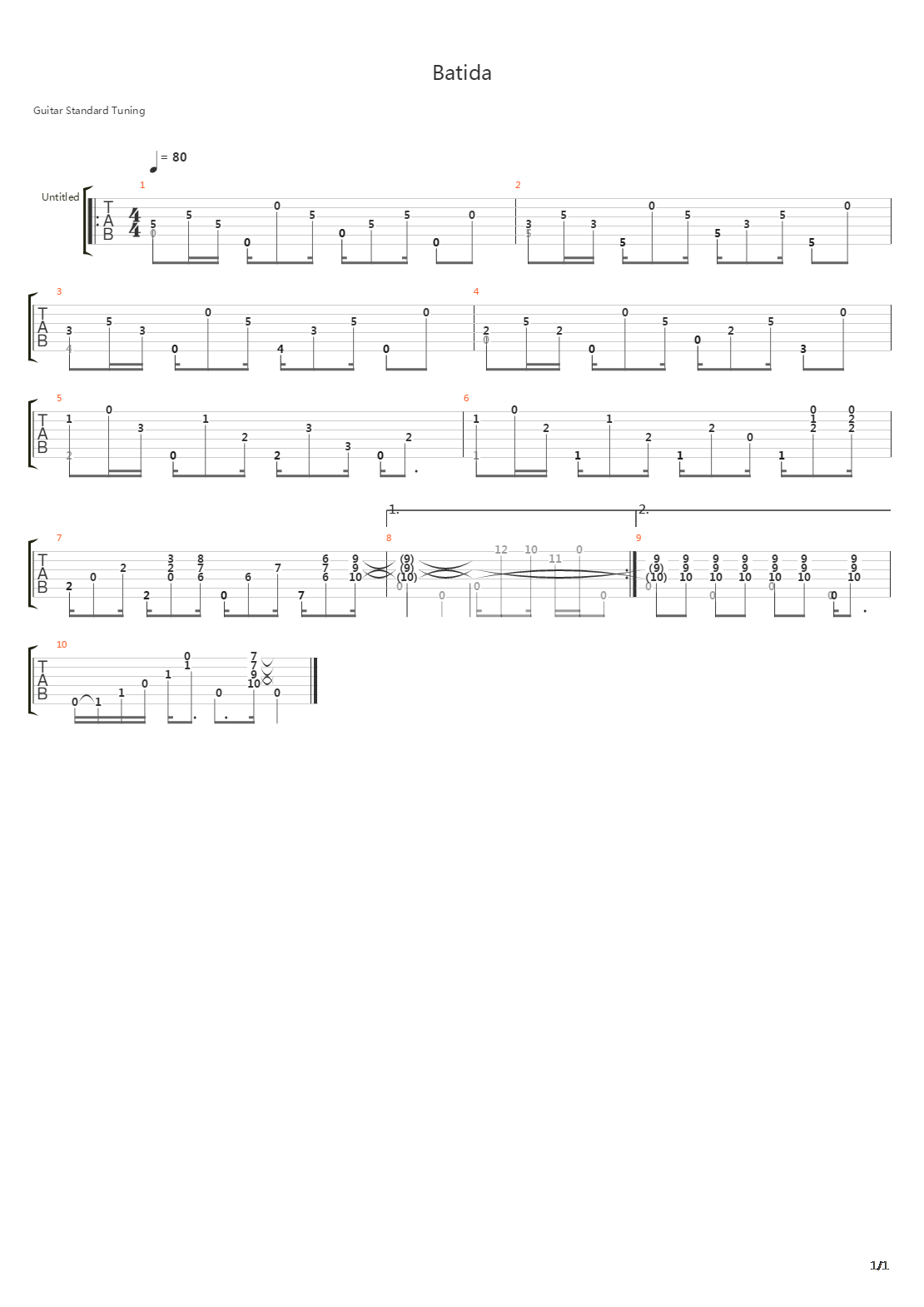 Batida吉他谱