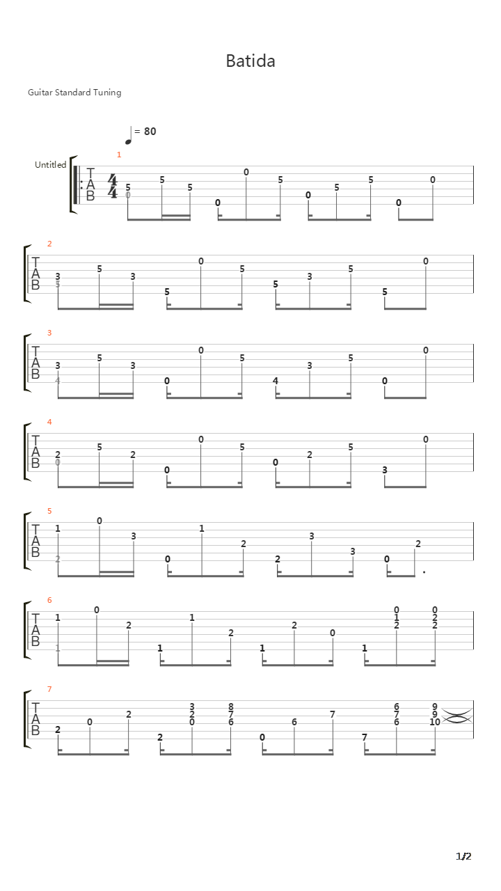 Batida吉他谱