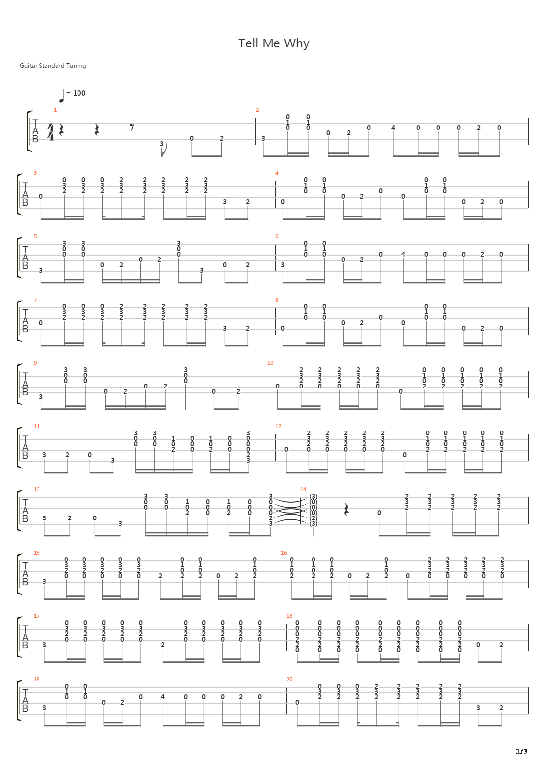 Tell Me Why吉他谱