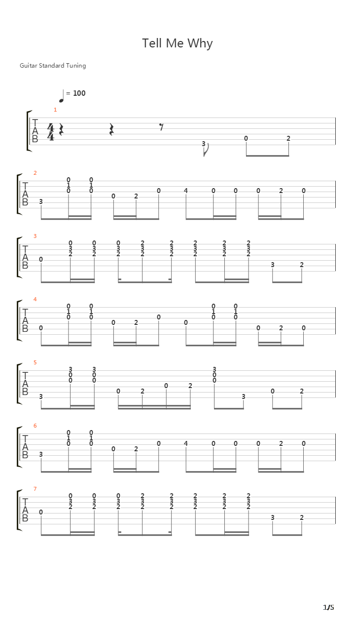 Tell Me Why吉他谱