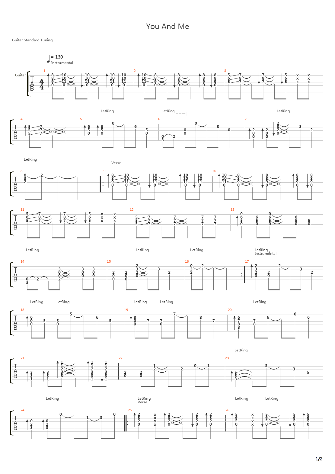 You And Me吉他谱