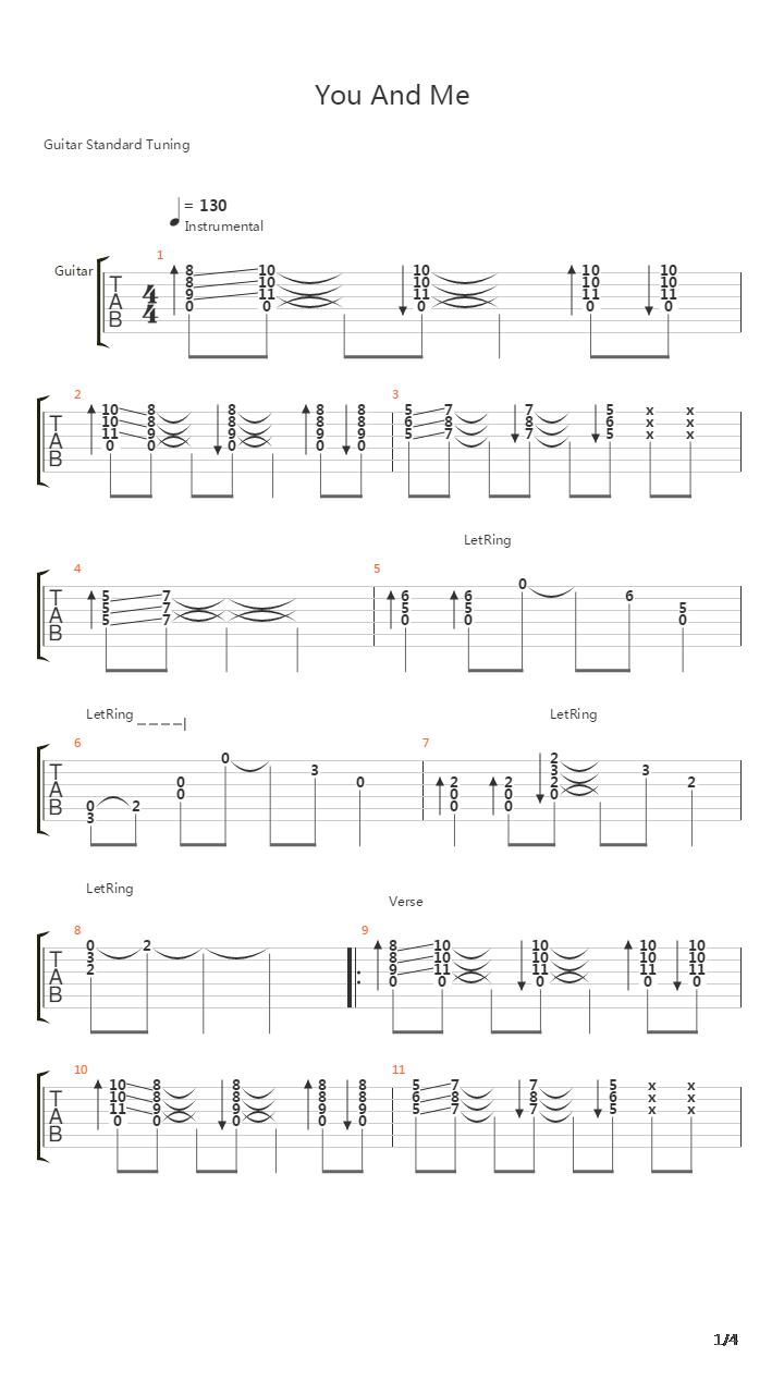 You And Me吉他谱