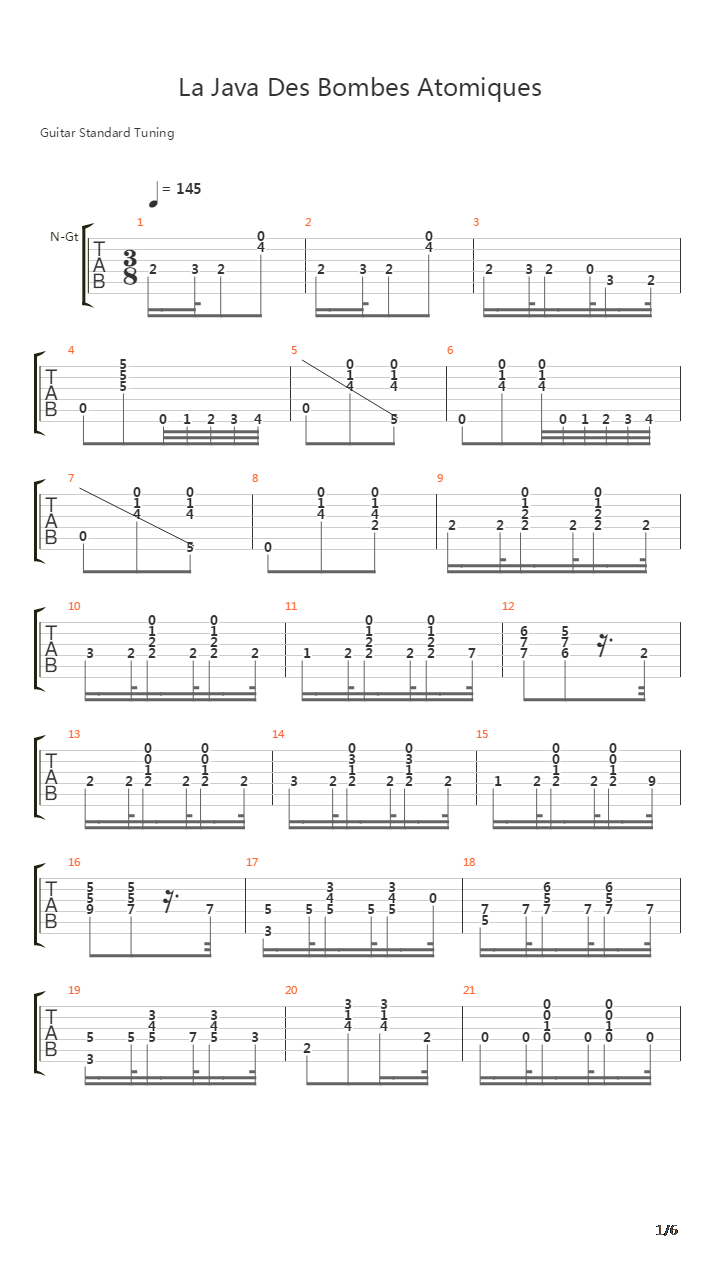La Java Des Bombes Atomiques吉他谱