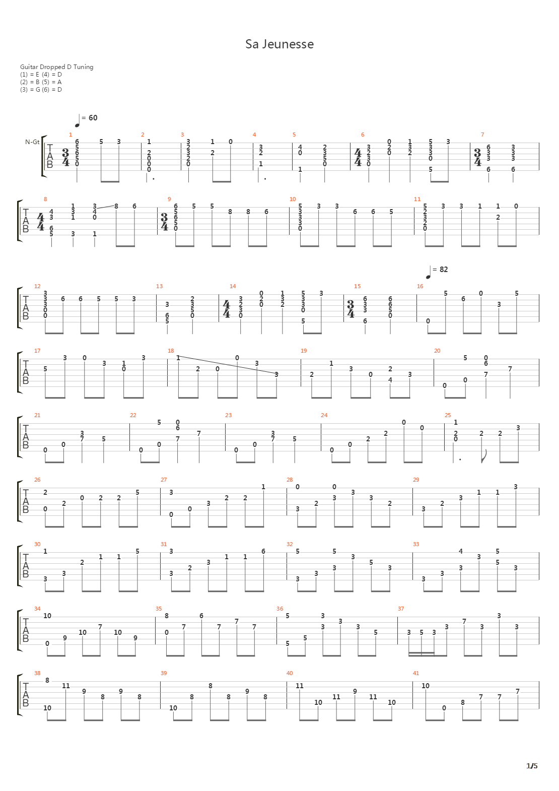 Sa Jeunesse吉他谱