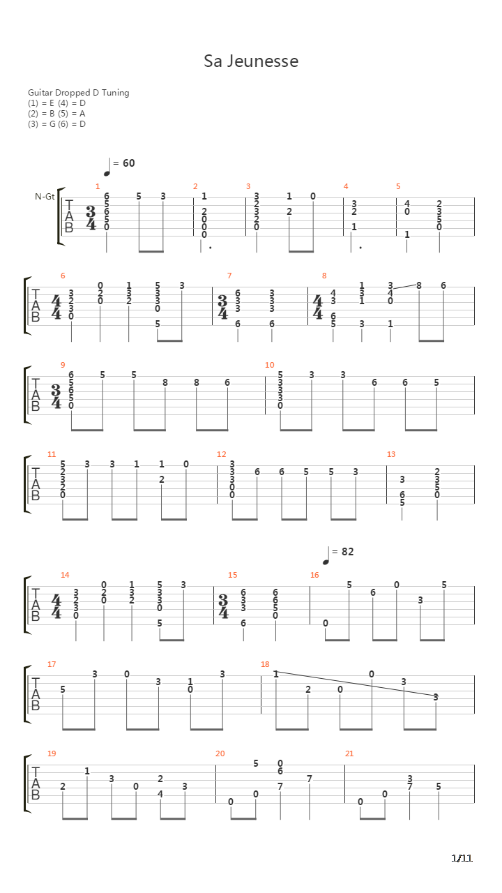 Sa Jeunesse吉他谱