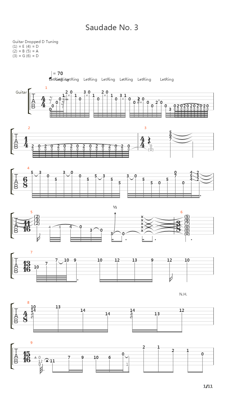 Saudade No 3吉他谱