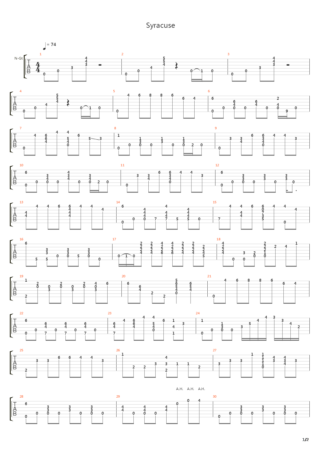 Syracuse吉他谱