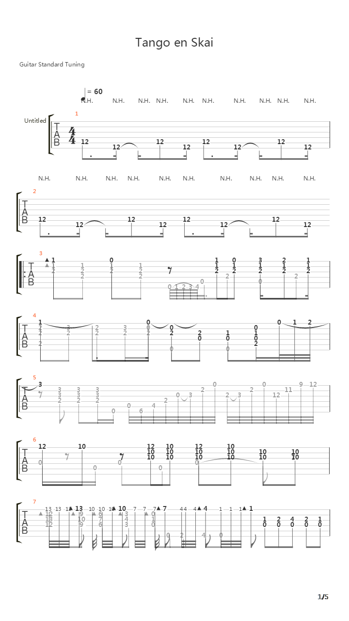 Tango en Skai(皮革探戈)吉他谱