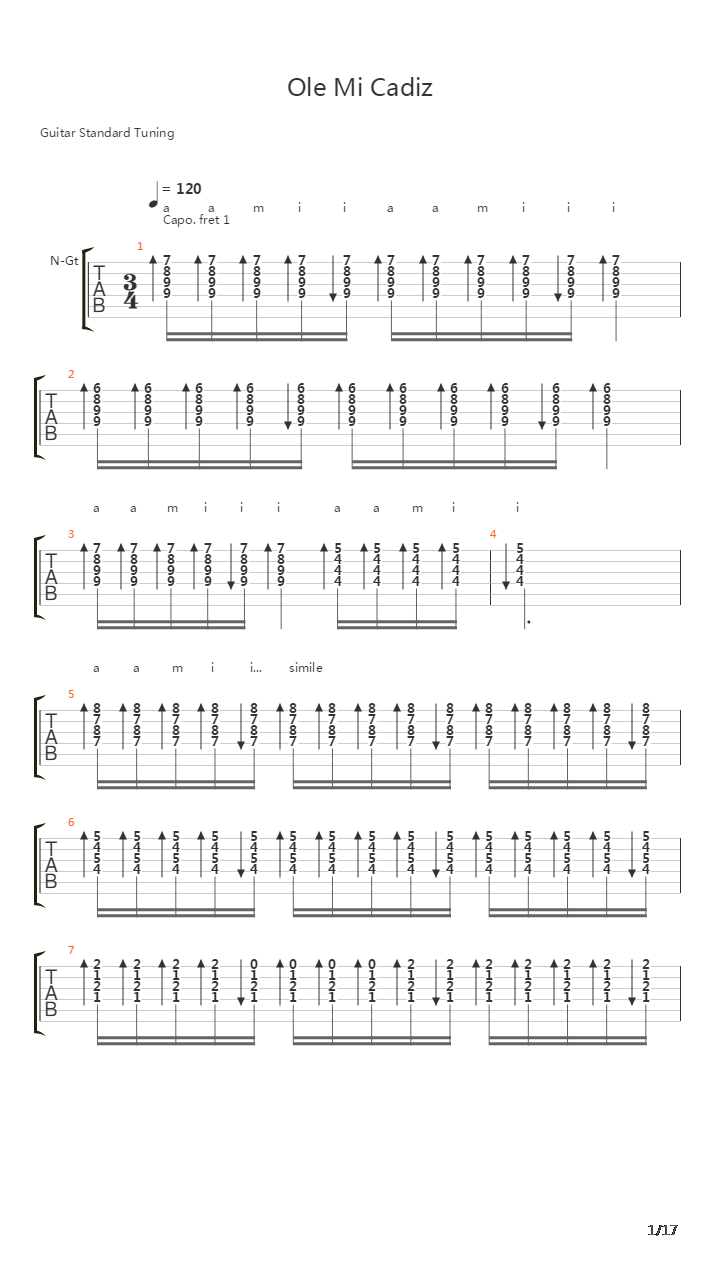 Ole Mi Cadiz吉他谱
