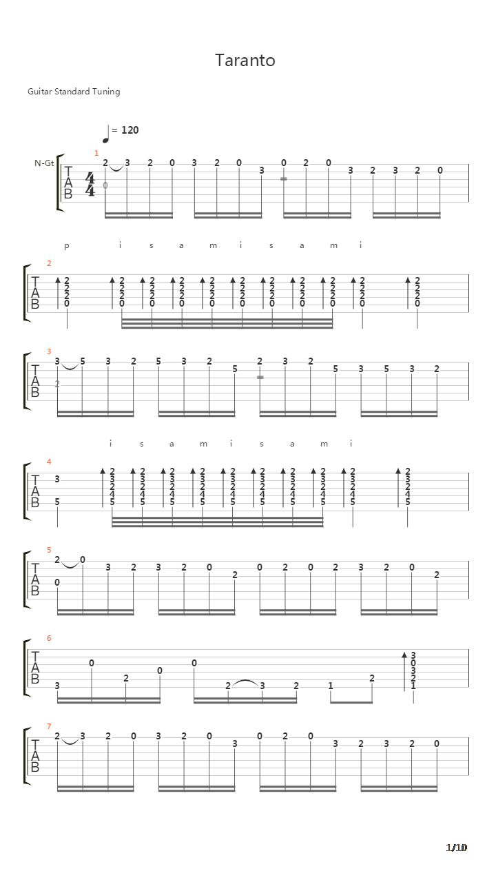 Taranto吉他谱