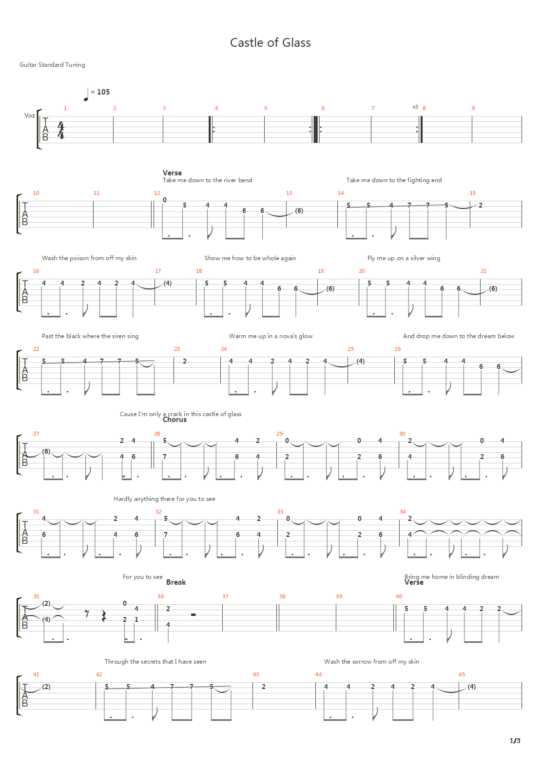 Castle Of Glass吉他谱