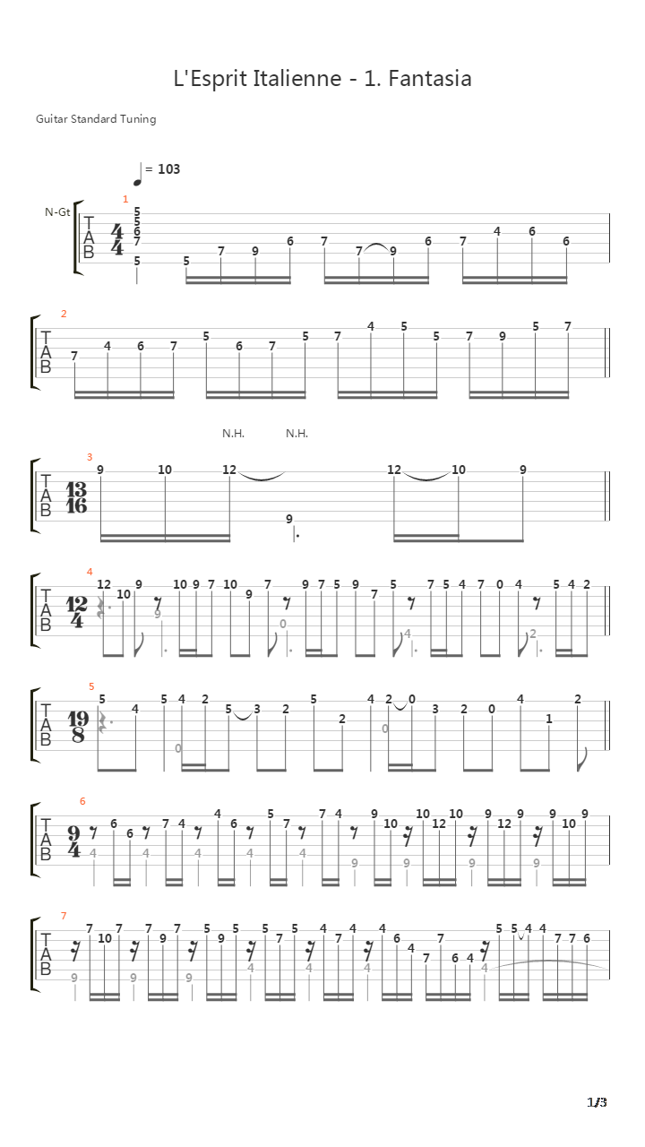LEsprit Italienne 1 Fantasia吉他谱