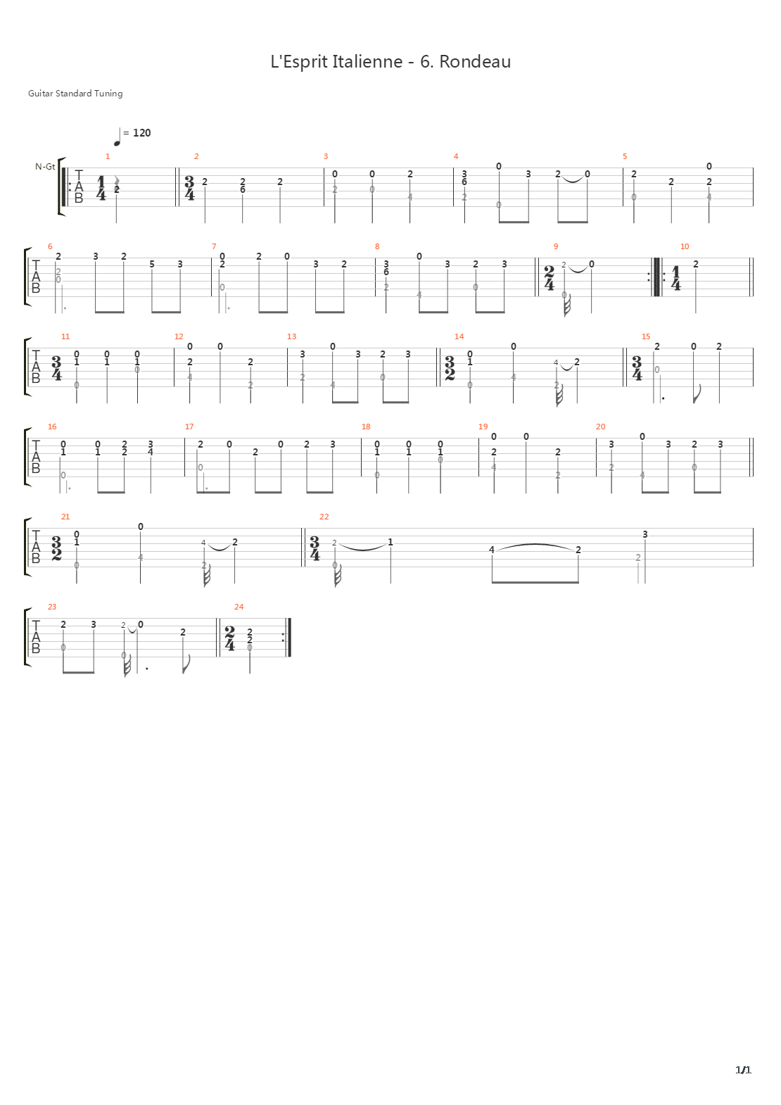 LEsprit Italienne 6 Rondeau吉他谱