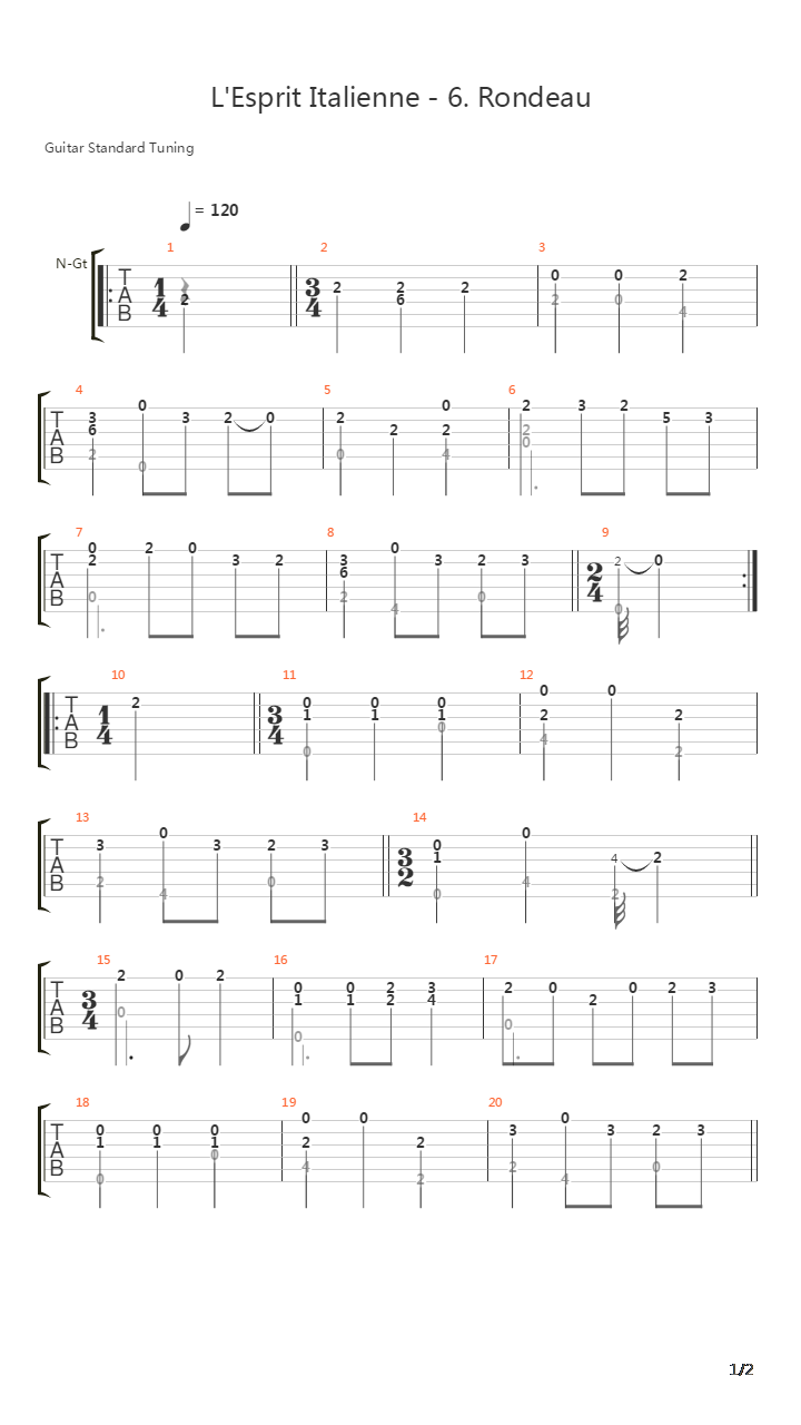 LEsprit Italienne 6 Rondeau吉他谱