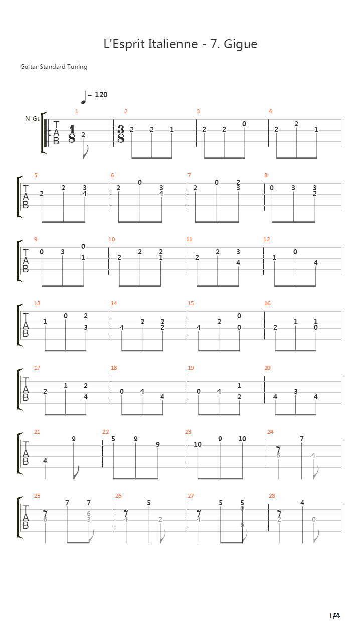 LEsprit Italienne 7 Gigue吉他谱