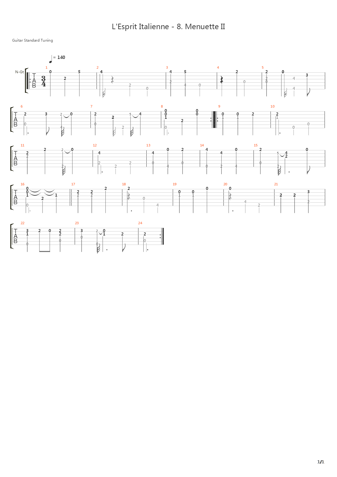 LEsprit Italienne 8 Menuette II吉他谱