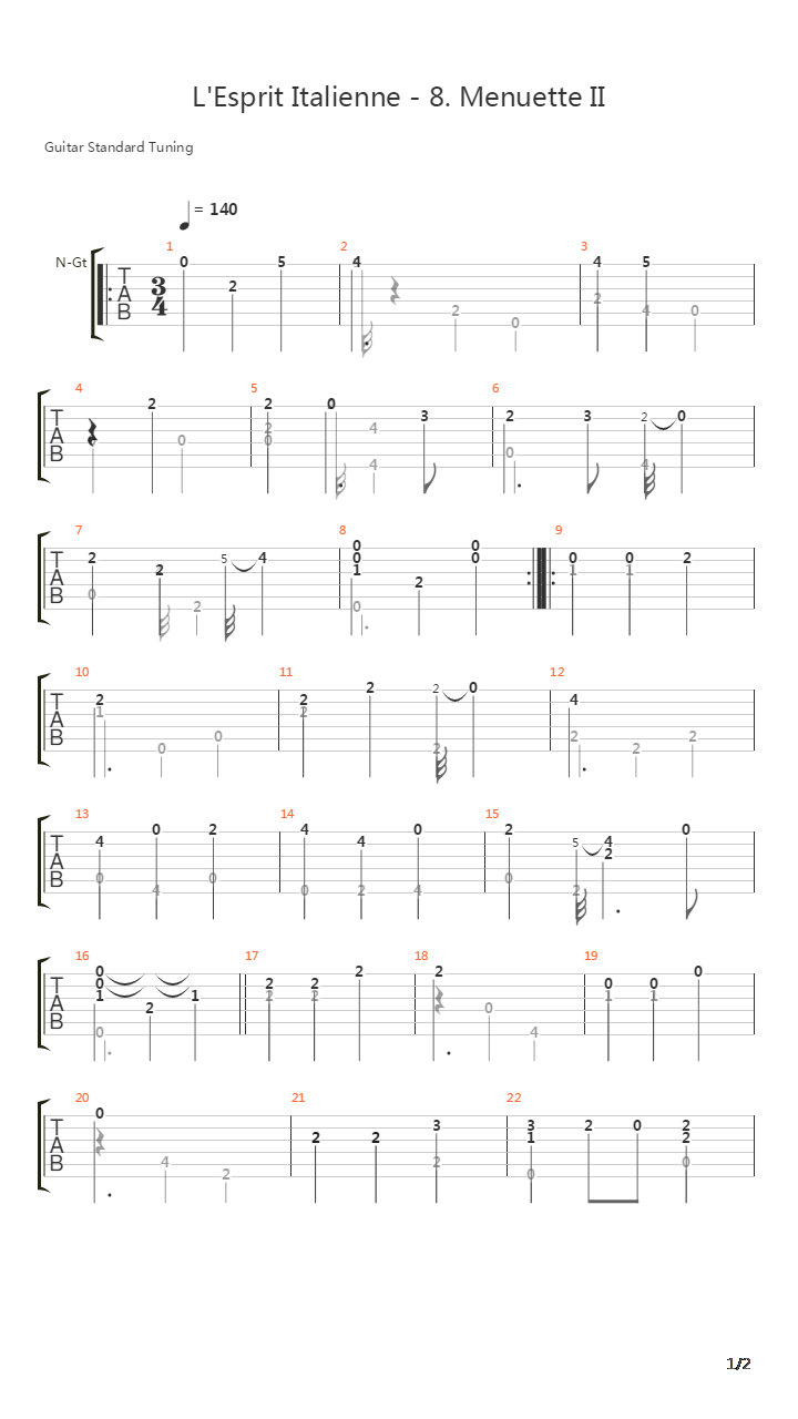 LEsprit Italienne 8 Menuette II吉他谱